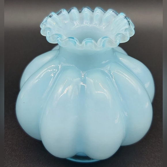 Fenton blue cased melon perfume bottle (No stopper) - Picture 1 of 6